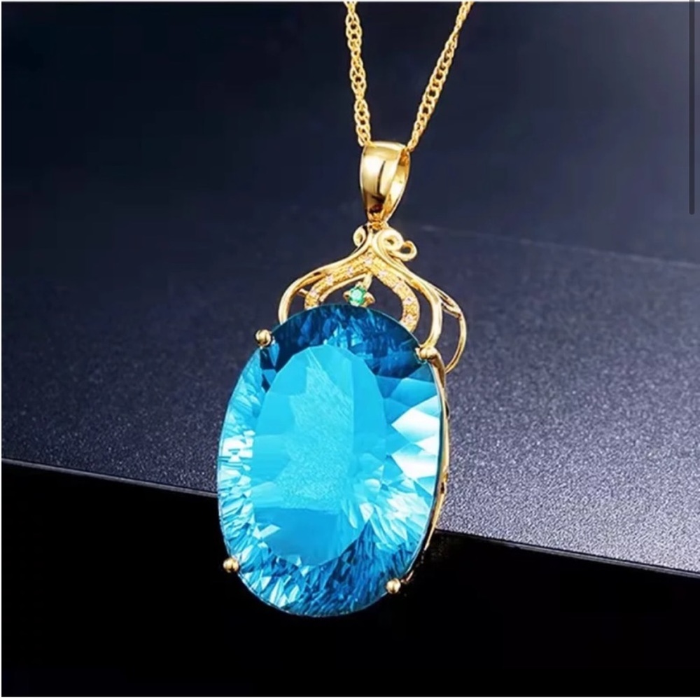 Blue Austrian Crystal Pendant Necklace